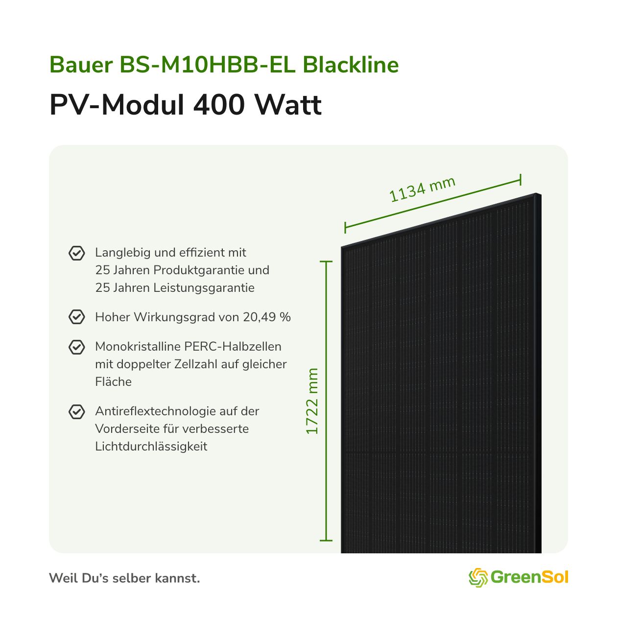 Bauer BS-400-M10HBB-GG (400W Full Black Glas-Glas)